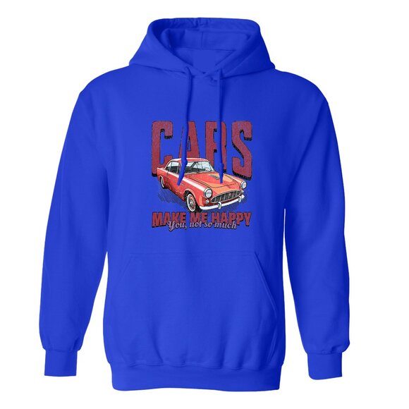 Men's Cars Make Me Happy, You not so much Pullover Hoodie Royal Blue - Picture 1 of 2